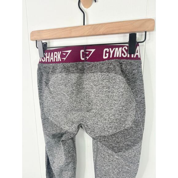 Gymshark Flex Cropped Leggings Womens Small Gray Burgundy Red Capri Activewear - Picture 7 of 8